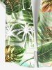 Chemise hawaïenne grande taille à imprimé feuilles tropicales et cocotiers, avec poches boutonnées, pour homme - Vert S