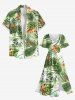 Chemise hawaïenne grande taille à imprimé feuilles tropicales et cocotiers, avec poches boutonnées, pour homme - Vert S