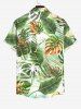 Chemise hawaïenne grande taille à imprimé feuilles tropicales et cocotiers, avec poches boutonnées, pour homme - Vert S