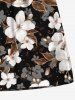 Short de plage hawaïen grande taille à imprimé floral et feuilles ombré avec cordon de serrage pour homme - Noir 8XL