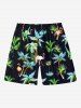 Plus Size Coconut Tree Flamingo Print Hawaii Drawstring Beach Shorts For Men -  