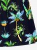 Plus Size Coconut Tree Flamingo Print Hawaii Drawstring Beach Shorts For Men -  