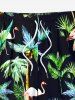 Plus Size Coconut Tree Flamingo Print Hawaii Drawstring Beach Shorts For Men -  