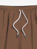 Short de plage uni à cordon de serrage grande taille pour homme - Café profond 8XL