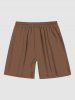 Short de plage uni à cordon de serrage grande taille pour homme - Café profond 8XL