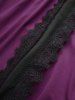 Plus Size Flare Sleeve Lace-up Lace Trim Two Tone Layered Vintage A Line Dress -  