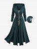 Manteau fendu à œillets et à capuche avec bordure en dentelle, grande taille - Vert profond 4X | US 26-28