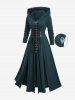 Manteau fendu à œillets et à capuche avec bordure en dentelle, grande taille - Vert profond 4X | US 26-28