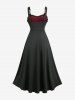 Robe débardeur grande taille style gothique avec ourlet asymétrique à volants et bordure en dentelle et maille floquée en toile d'araignée - Noir 1X | US 14-16