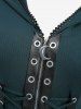 Manteau fendu à œillets et à capuche avec bordure en dentelle, grande taille - Vert profond 4X | US 26-28