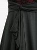 Plus Size Spider Web Flocking Mesh Lace Trim Asymmetrical Ruffles Hem Tank Dress -  
