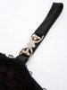 Robe débardeur grande taille en maille floquée avec bordure en dentelle et ourlet à volants asymétriques - Noir 5x | US 30-32
