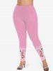 Ribbed Solid Crisscross Surplice Belted Top and Snowman Glitter Sparkling Paint Drop Print Leggings Plus Size Outfit -  