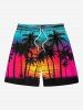 Tenue de plage hawaïenne assortie grande taille, motif coucher de soleil coloré, ciel, cocotiers, pour couples - Multi-A 