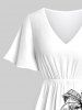 Tenue de plage hawaïenne assortie grande taille à imprimé cabane de cocotier pour couples - Blanc 