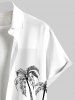 Tenue de plage hawaïenne assortie grande taille à imprimé cabane de cocotier pour couples - Blanc 