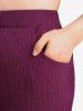 Cherry Print Lace-up Surplice Lace Trim Tank Top and Braided Pockets Capri Leggings Plus Size Outfit -  