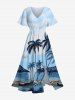 Coconut Tree Seascape Ombre Sky Print Plus Size Matching Hawaii Beach Outfit For Couples -  