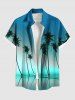 Tenue de plage hawaïenne assortie grande taille à imprimé ombré cocotier pour couples - Vert 