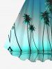 Tenue de plage hawaïenne assortie grande taille à imprimé ombré cocotier pour couples - Vert 