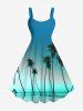 Tenue de plage hawaïenne assortie grande taille à imprimé ombré cocotier pour couples - Vert 