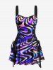 Colorful Ocean Currents Print Plus Size Matching Hawaii Beach Outfit For Couples -  