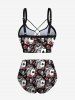 Tenue de plage hawaïenne assortie grande taille avec jetons de casino et imprimé tête de mort pour couples - Noir 
