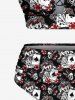 Tenue de plage hawaïenne assortie grande taille avec jetons de casino et imprimé tête de mort pour couples - Noir 