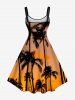 Tenue de plage hawaïenne assortie grande taille à imprimé cocotier et crépuscule pour couples - Orange 
