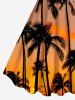 Tenue de plage hawaïenne assortie grande taille à imprimé cocotier et crépuscule pour couples - Orange 