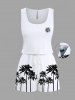 Matching Hawaii Shirt and Romper Plus Size Beach Outfit Coconut Tree Sun Printed for Couples -  