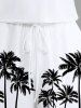Matching Hawaii Shirt and Romper Plus Size Beach Outfit Coconut Tree Sun Printed for Couples -  