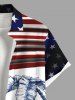 Patriotic American Flag Tropical Leaf Coconut Tree Print Plus Size Matching Hawaii Beach Outfit For Couples -  