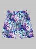 Plus Size Tropical Leaf Print Hawaii Beach Shorts For Men -  