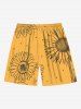 Plus Size Sunflowers Dots Print Hawaii Beach Shorts For Men -  