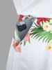 Plus Size Tropical Leaf Hibiscus Flowers Print Cinched Hawaii Romper -  