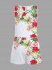 Plus Size Tropical Leaf Hibiscus Flowers Print Cinched Hawaii Romper -  