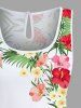 Plus Size Tropical Leaf Hibiscus Flowers Print Cinched Hawaii Romper -  