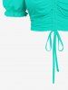 Plus Size Cinched Ruched Ruffles Cold Shoulder Cami Top -  