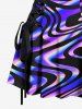 Colorful Ocean Currents Print Lace Up Hawaii Tank Dress -  