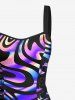 Colorful Ocean Currents Print Lace Up Hawaii Tank Dress -  