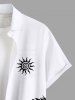 Chemise hawaïenne grande taille à boutons et poches, imprimé cocotier et soleil, pour homme - Blanc 6XL