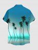 Plus Size Coconut Tree Ombre Print Buttons Pocket Hawaii Shirt For Men -  