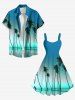 Plus Size Coconut Tree Ombre Print Hawaii Tank Dress -  