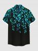 Plus Size Vine Leaf Print Buttons Pocket Hawaii Shirt For Men -  