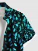 Plus Size Vine Leaf Print Buttons Pocket Hawaii Shirt For Men -  