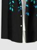 Plus Size Vine Leaf Print Buttons Pocket Hawaii Shirt For Men -  