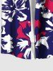 Plus Size Tropical Leaf Hibiscus Flowers Print Buttons Pocket Hawaii Shirt For Men -  