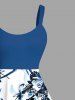 Plus Size Flowers Birds Print Hawaii Tank Dress -  