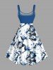 Plus Size Flowers Birds Print Hawaii Tank Dress -  